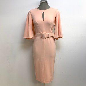 New CALVIN KLEIN Flutter 3/4 Sleeve Sheath Dress Nectar color